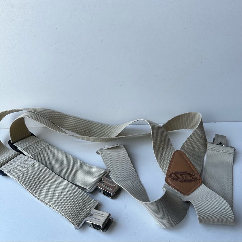 Bucket Boss Heavy Duty Work Suspenders Adjustable Elastic Tan/Beige Clips OS